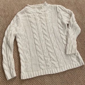 Mock neck cable knit sweater